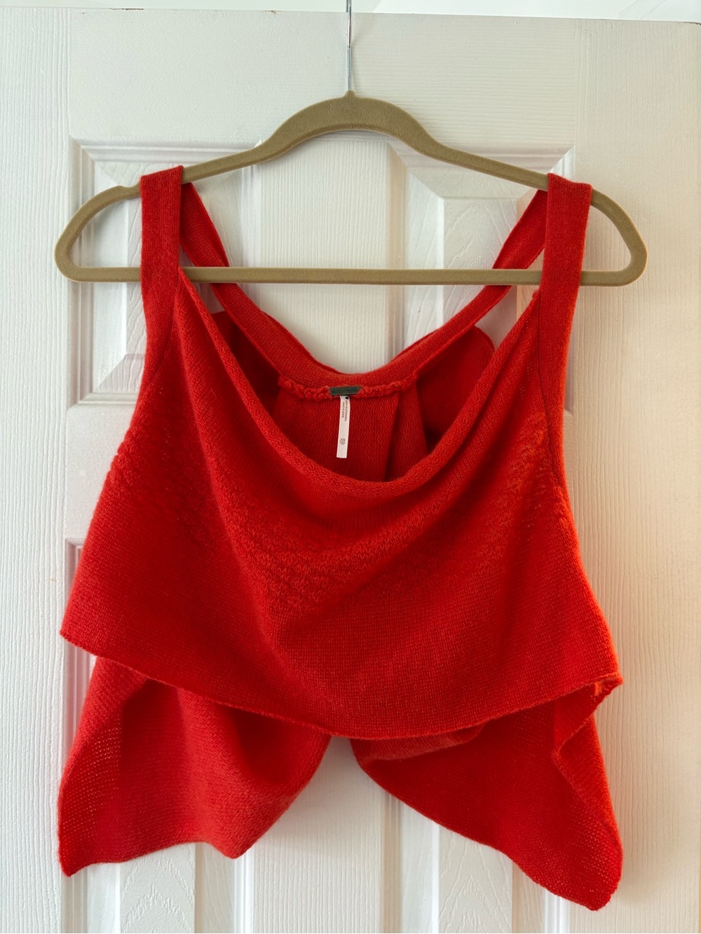 Free People Vibrant Red Cowl Neck Knit Top